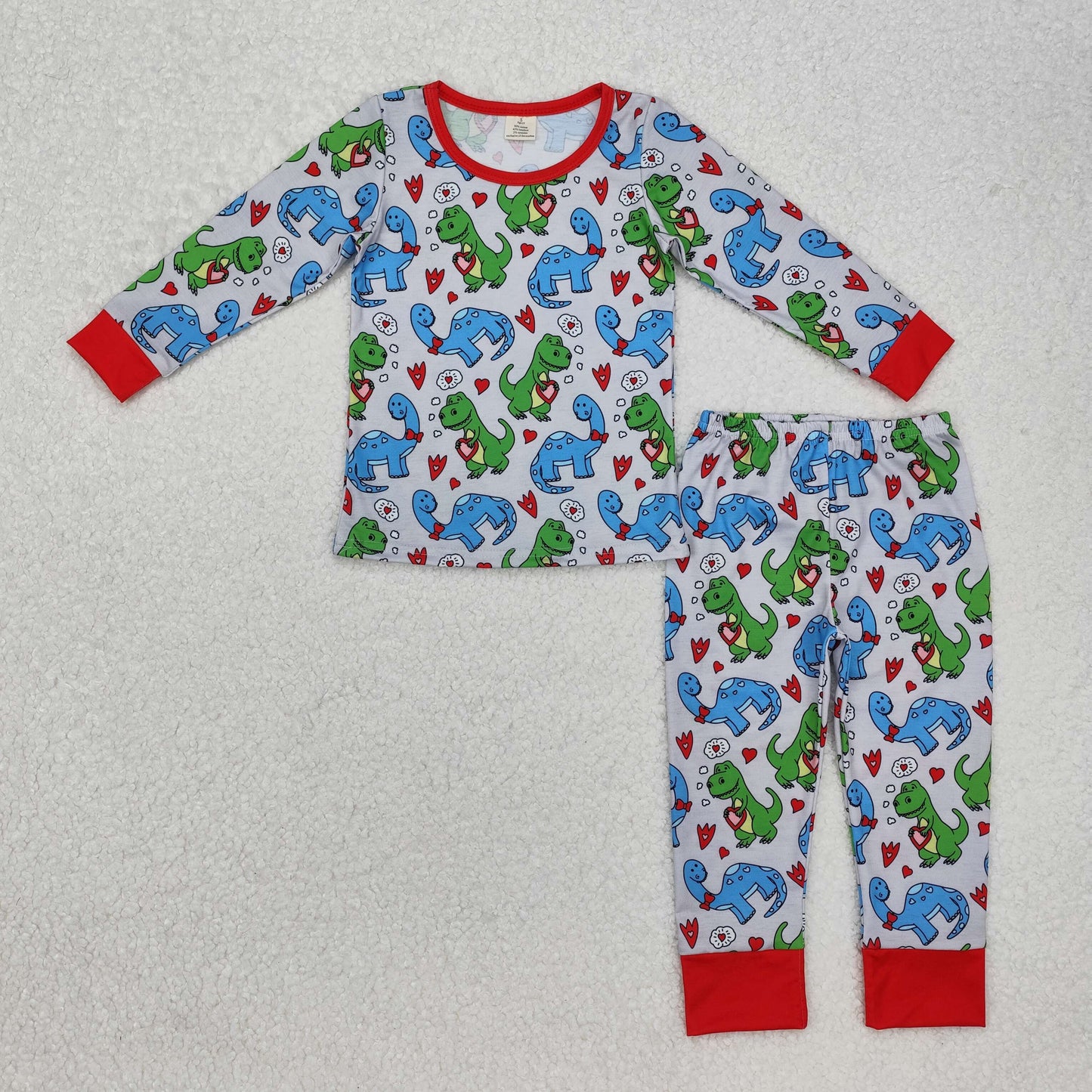 BLP0431 -BAMBOO dinosaur love animals long sleeve boy outfit pajamas  202412 RTS