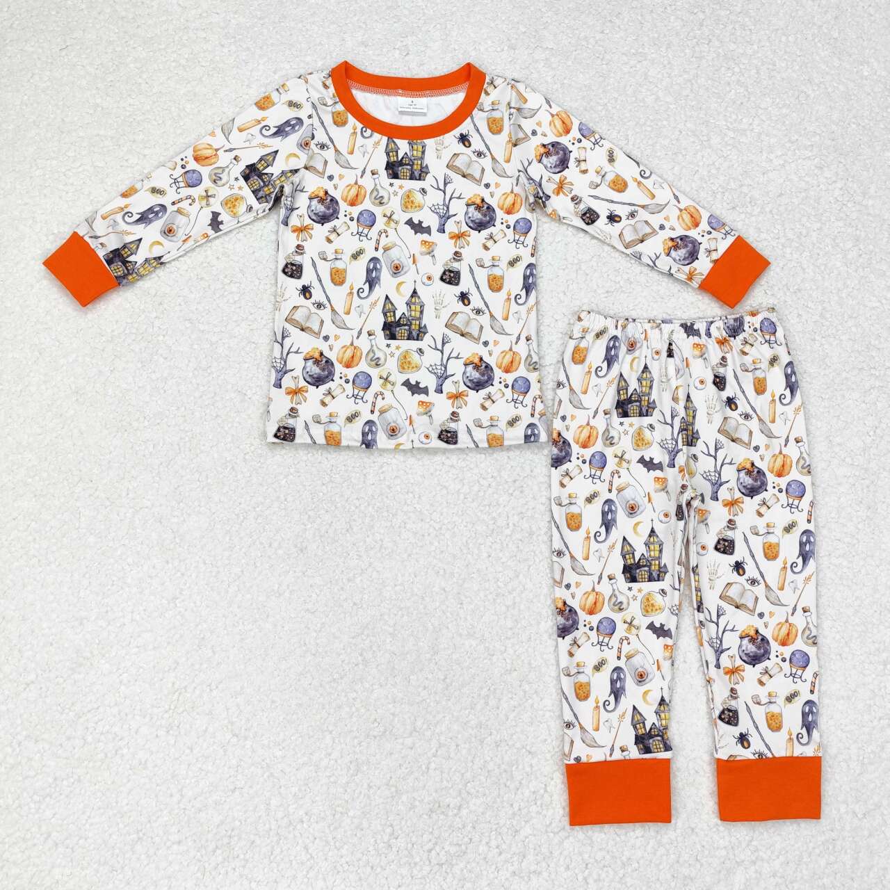 BLP0460 RTS western Halloween pumpkin pajamas boy outfit 202407 sibling