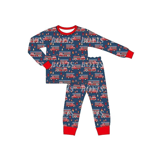 BLP0474 preorder fire fighting truck car boy pajamas outfit 202405