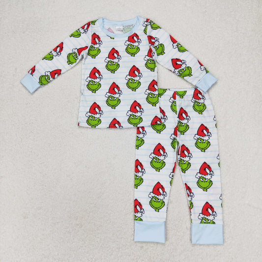 BLP0475 bamboo Cotton Christmas grinch car boy pajamas outfit 202406 rts