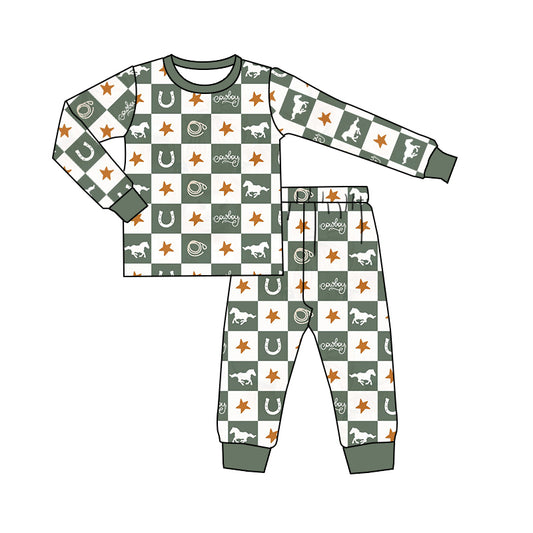 BLP0480 preorder western rodeo cowboy horse boy pajamas outfit 202405