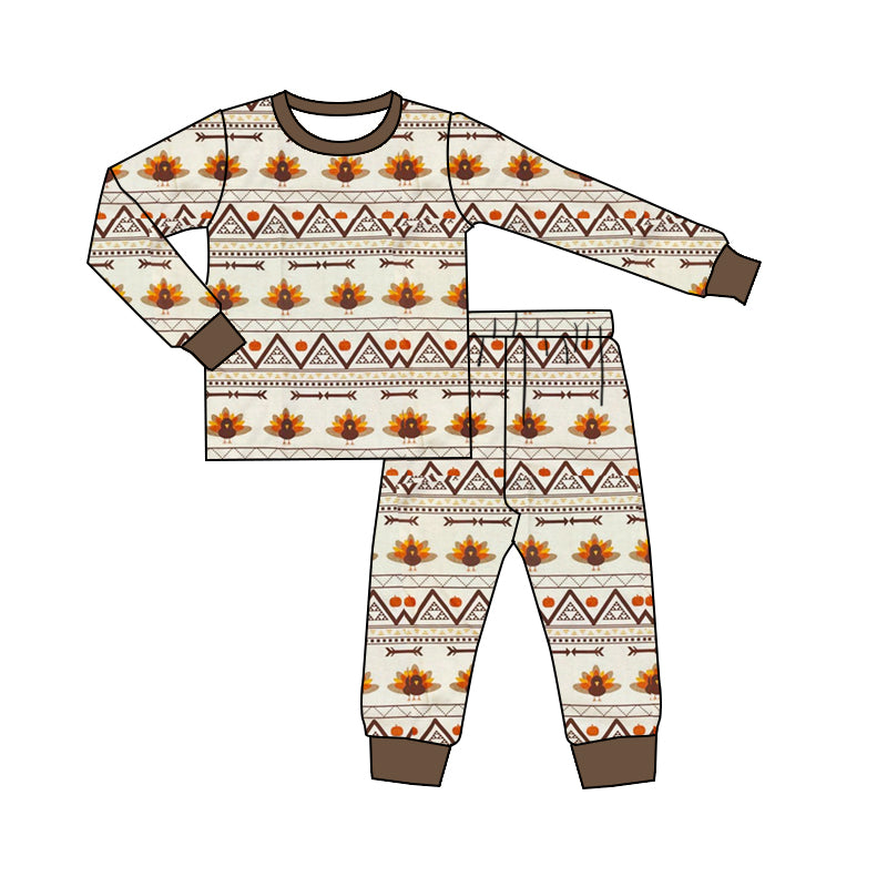 BLP0482 preorder western turkey boy pajamas outfit 202405