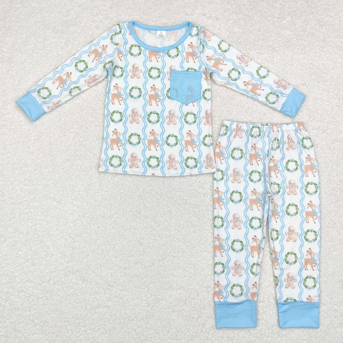 BAMBOOBLP0483  Christmas gingerbread boy pajamas outfit 202409 RTS