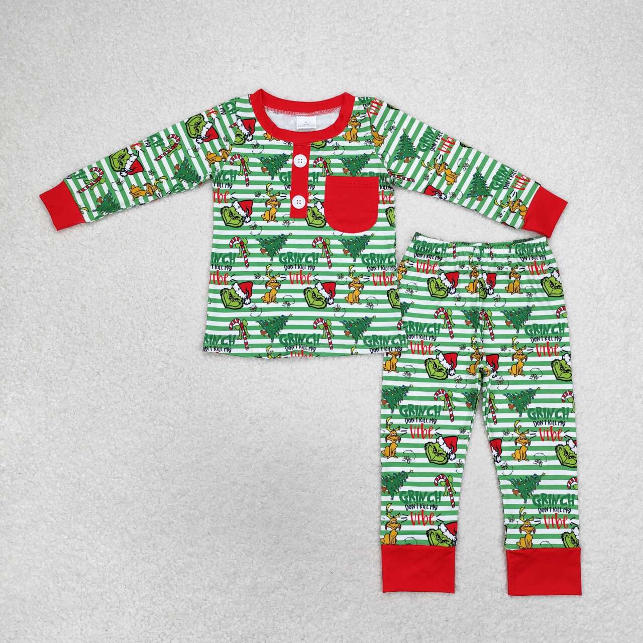 BLP0507 Christmas grinch boy outfit pajamas 202407  RTS Sibling