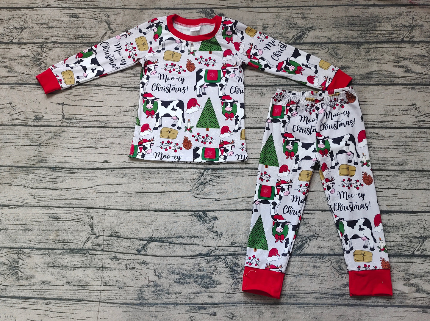 BLP0513 Christmas tree cow boy pajamas outfit  202407 sibling