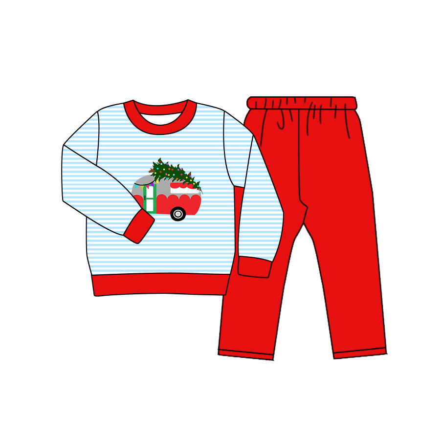 BLP0517 Christmas truck tree boy outfit preorder 202405