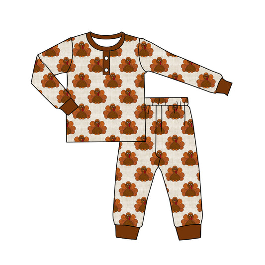 BLP0519 Turkey thanksgiving pajamas boy outfit preorder 202405