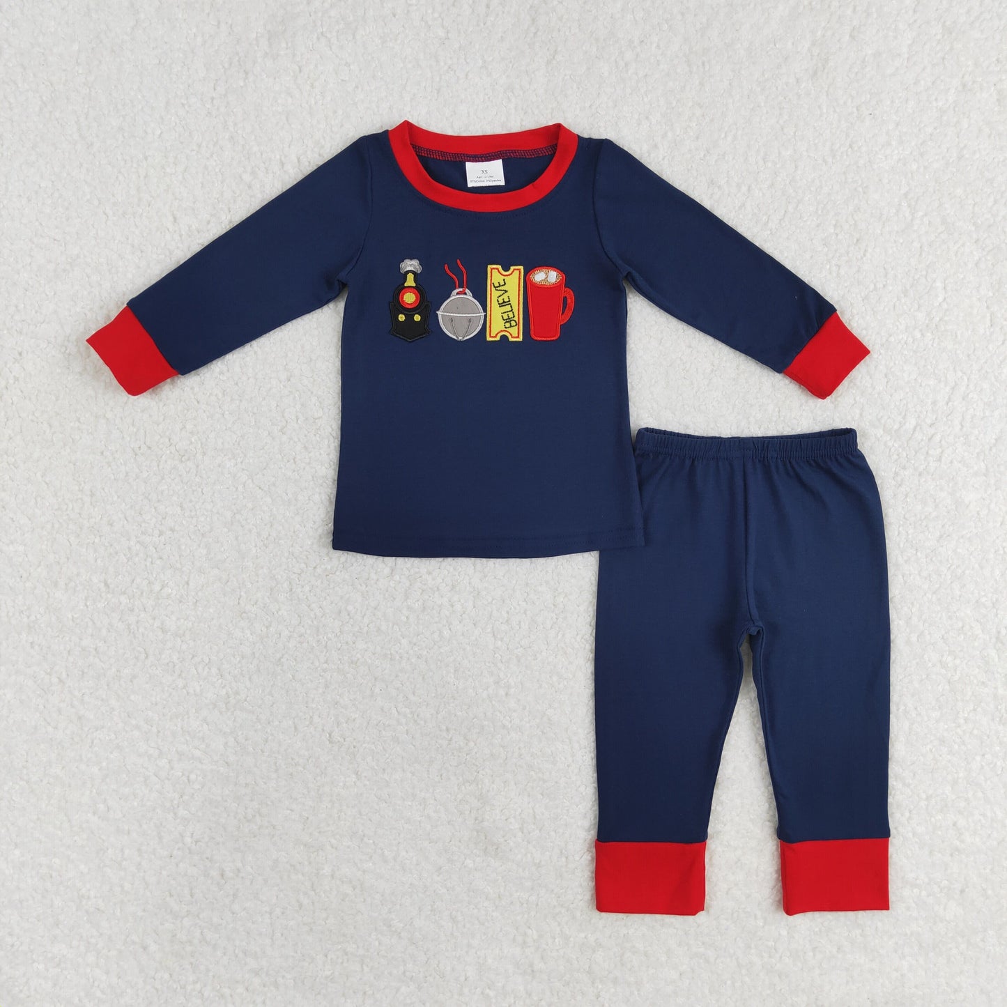 BLP0527 embroidery believe bell Christmas  pajamas boy outfit 202407 RTS