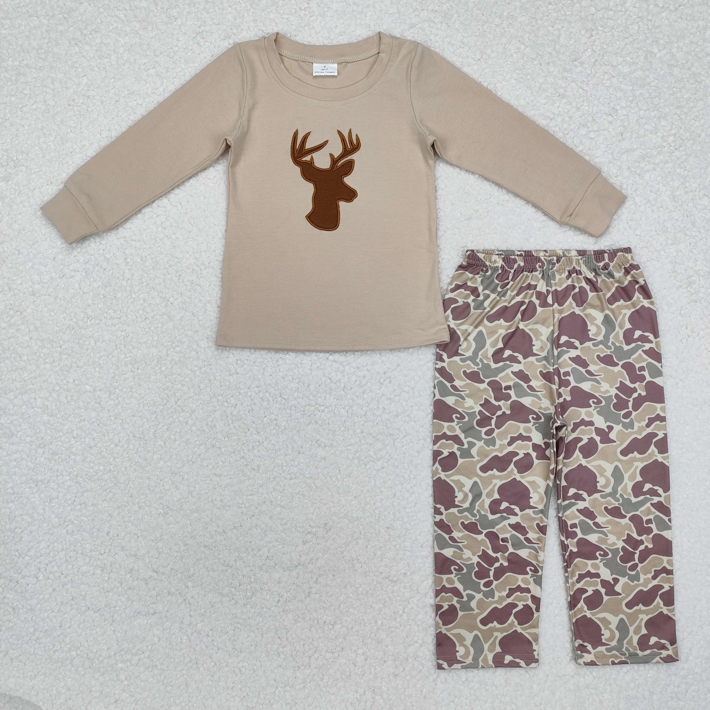 BLP0530 embroidery Christmas deer camo pajamas boy outfit preorder 202410