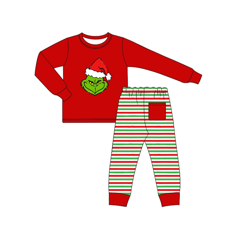 BLP0532 cotton Christmas grinch boy outfit preorder 202405