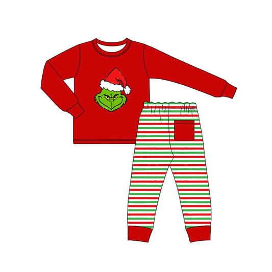 BLP0532 cotton Christmas grinch boy outfit preorder 202405