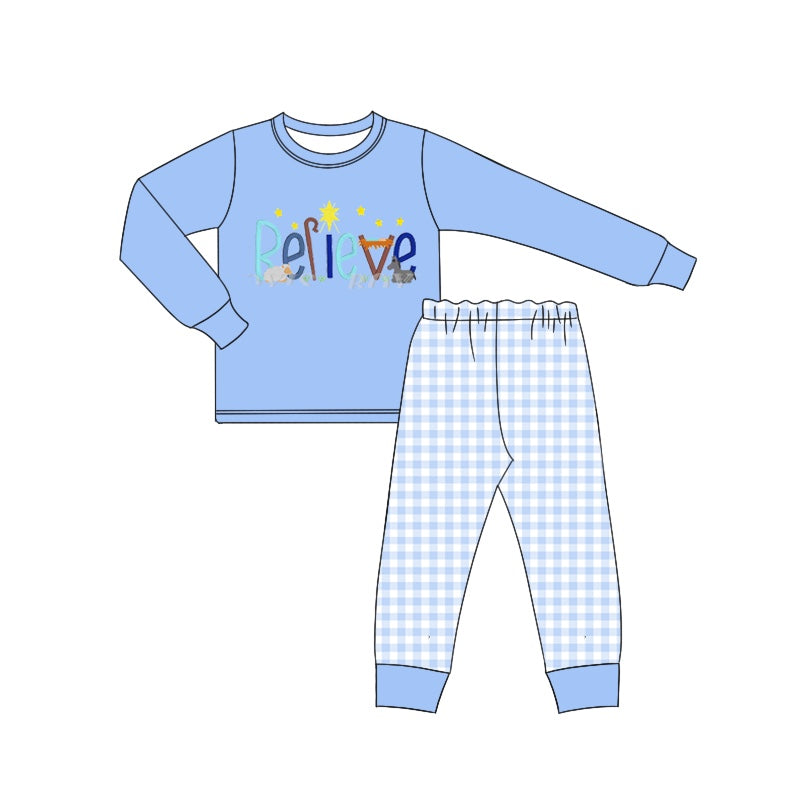 BLP0534 elephant Christmas believe boy outfit preorder 202405