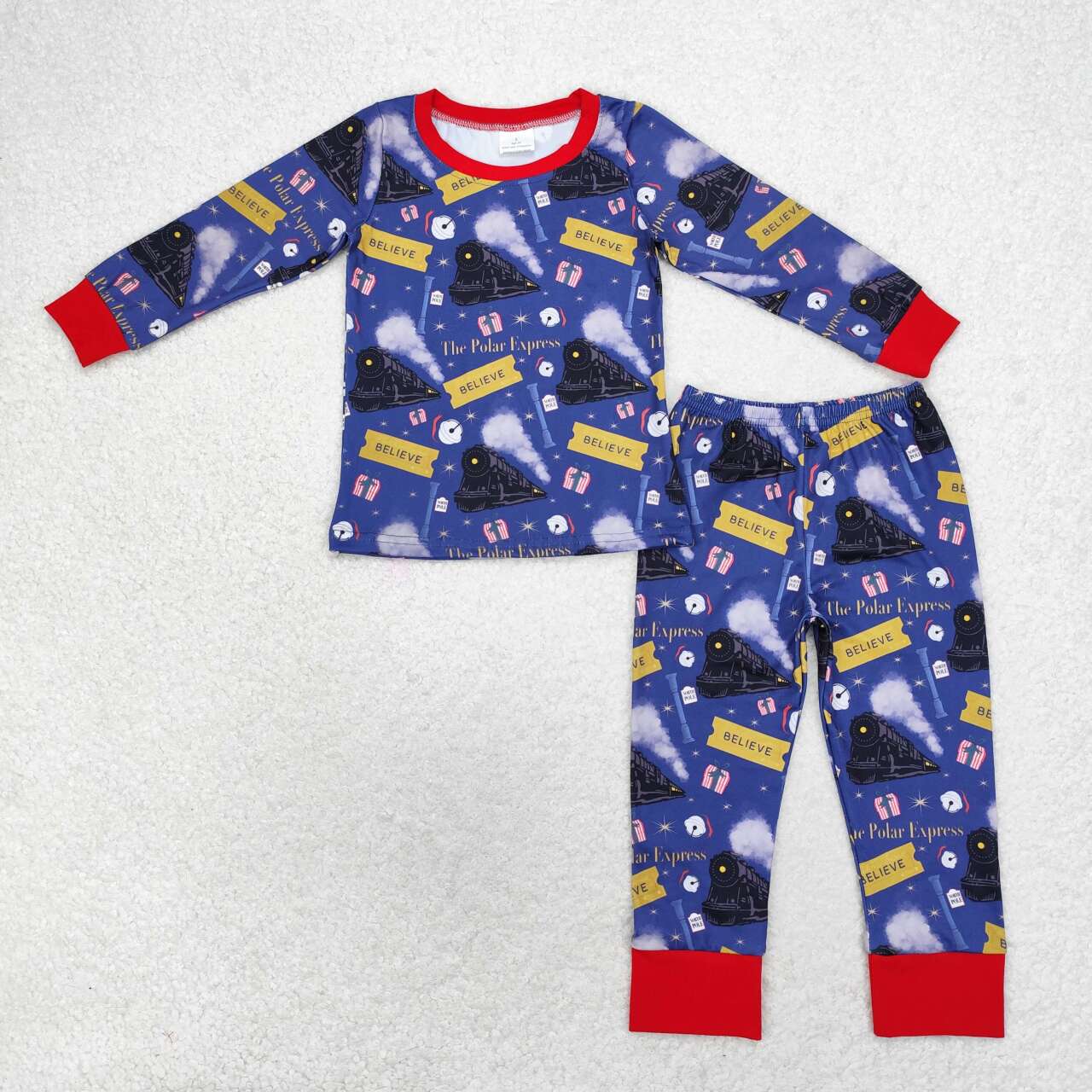 BLP0544 Christmas believe train boy pajamas outfit 202406 sibling RTS