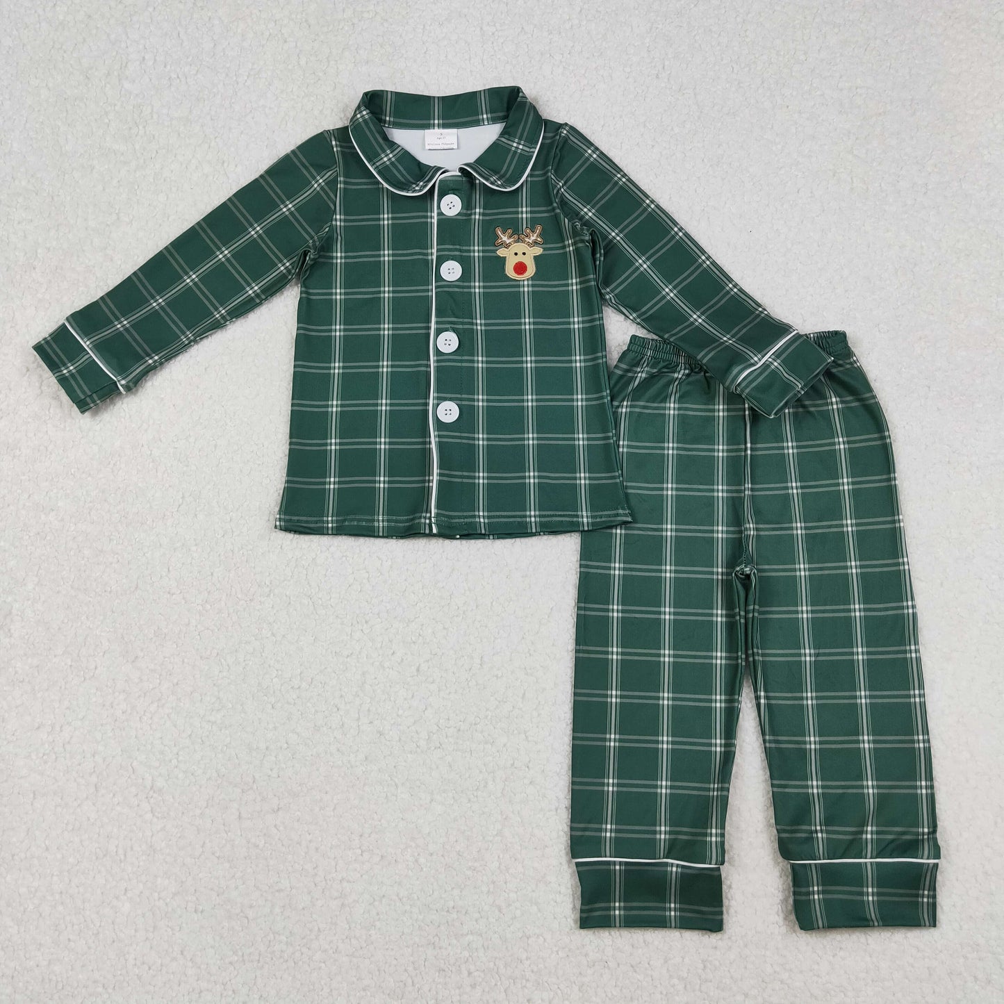 BLP0545 Embroidery Christmas deer boy outfit pajamas  202405 sibling RTS