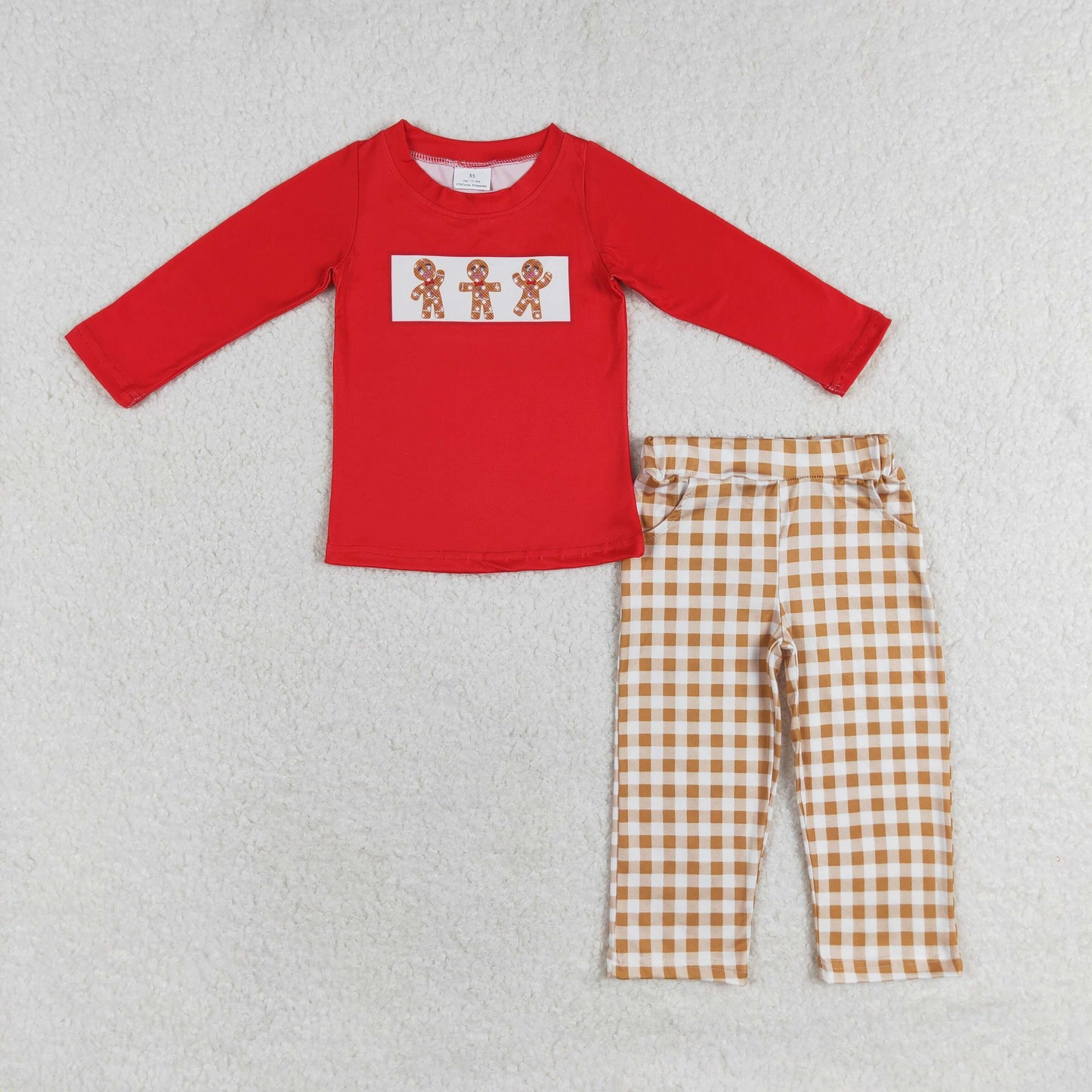 BLP0552 gingerbread pajamas boy outfit RTS 202407