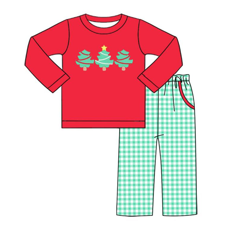 BLP0555 Christmas tree boy pajamas outfit preorder 202405 sibling