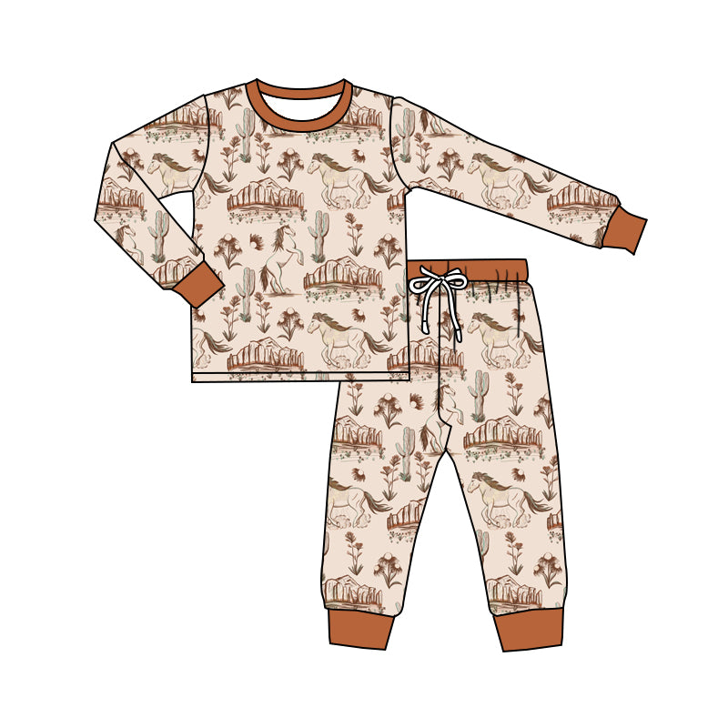 BLP0556 horse boy pajamas outfit preorder 202405 sibling