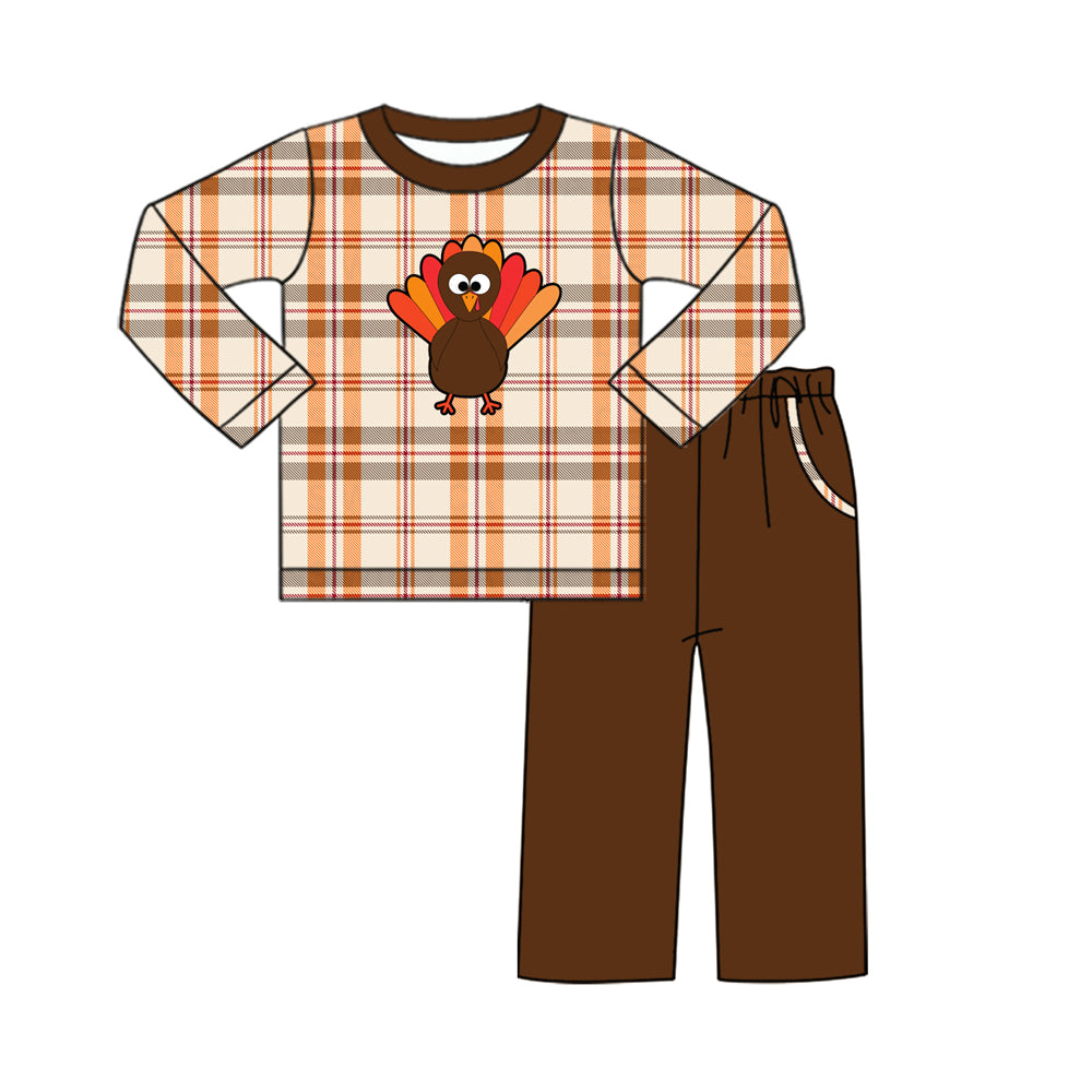 BLP0557 turkey boy pajamas outfit preorder 202405 sibling