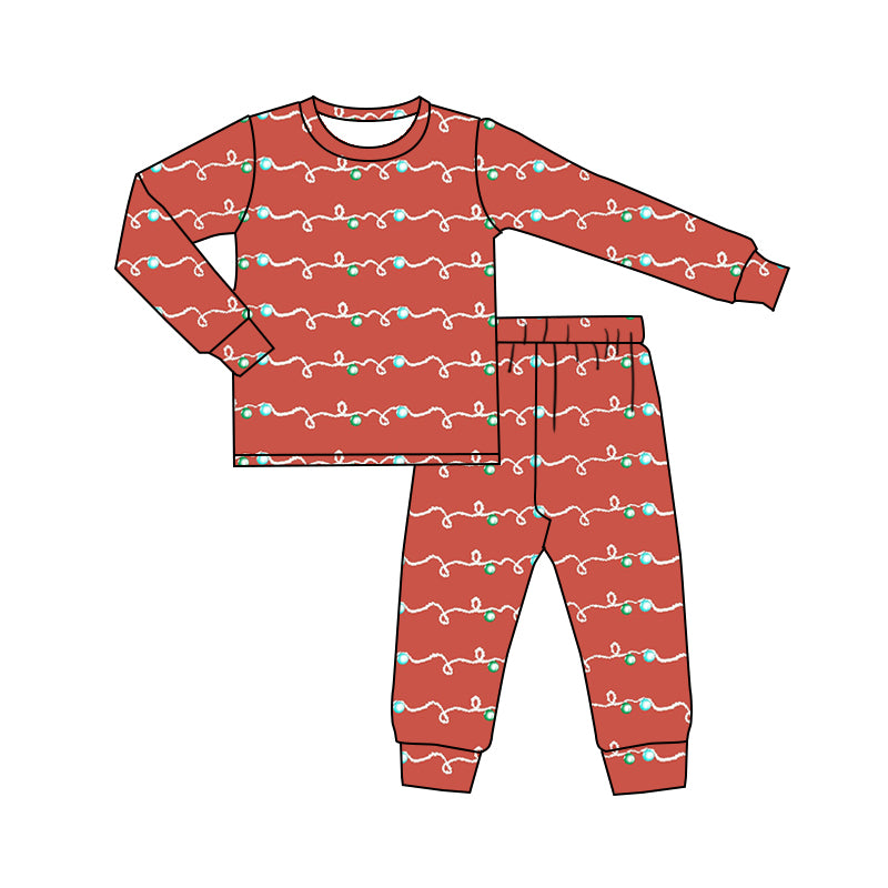 BLP0559 Christmas lights boy pajamas outfit preorder 202405 sibling