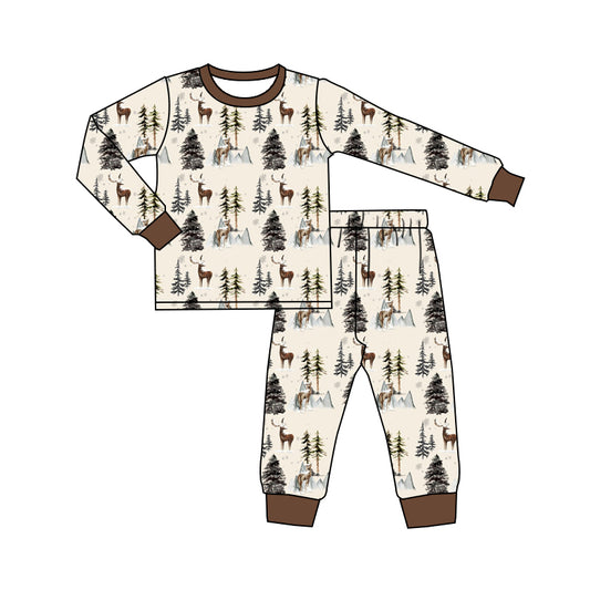 BLP0569 Christmas tree pajamas boy outfit preorder 202406