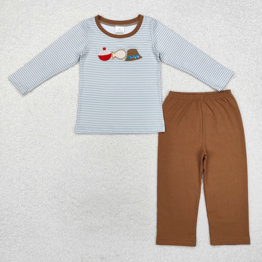 BLP0590 embroidery fishing hunting long sleeve children boys outfit 202411 RTS