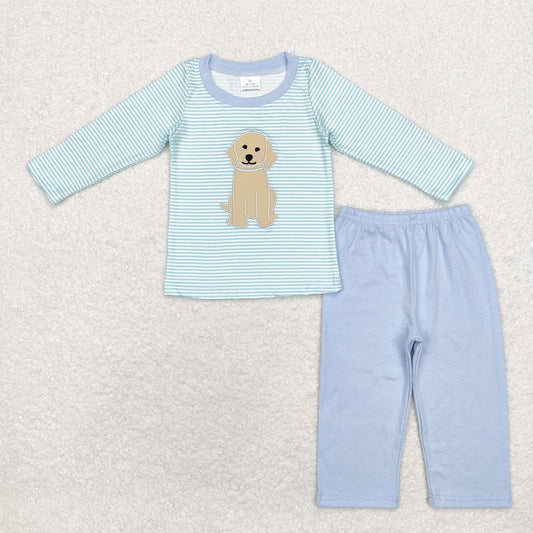 BLP0592 embroidery cotton boy dog pajamas outfit 202407 sibling