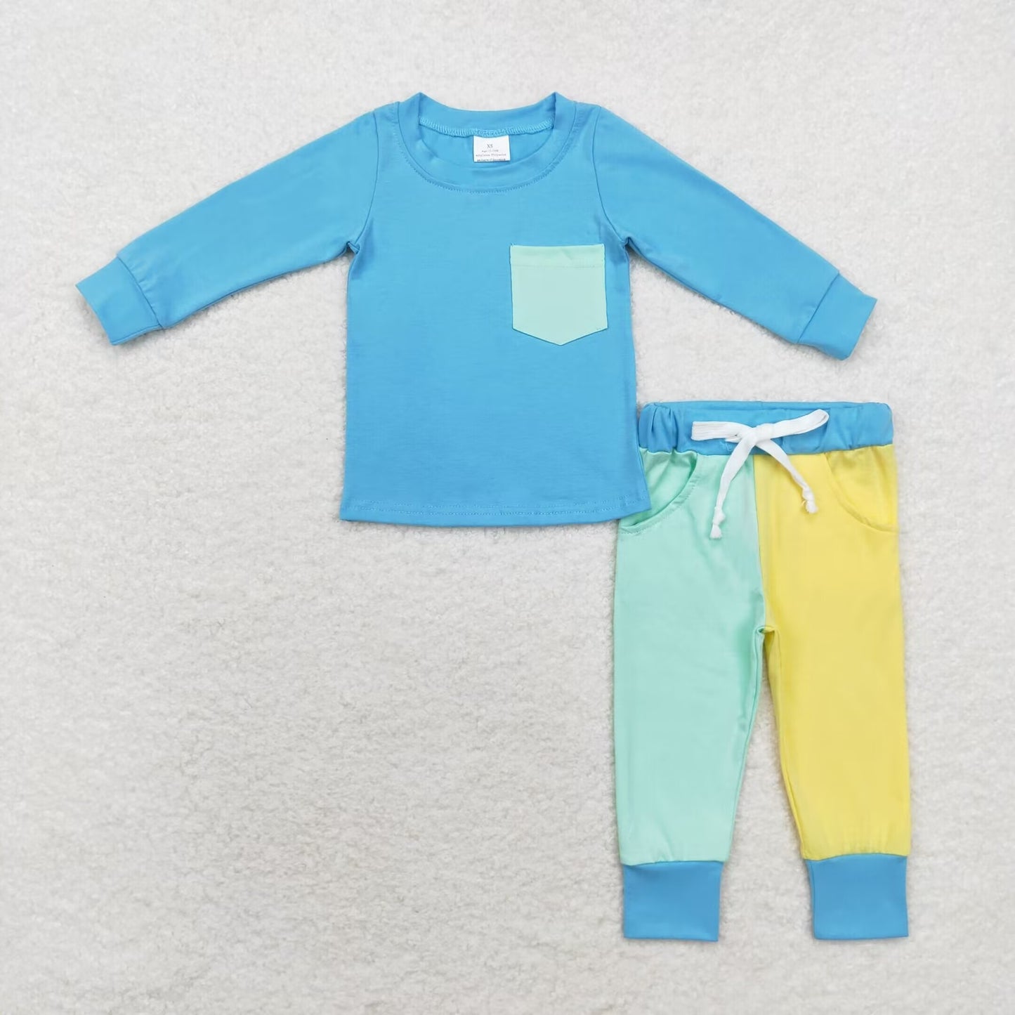 BLP0596 cotton boy pocket pajamas outfit  202408  sibling