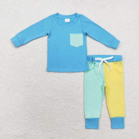 BLP0596 cotton boy pocket pajamas outfit  202408  sibling