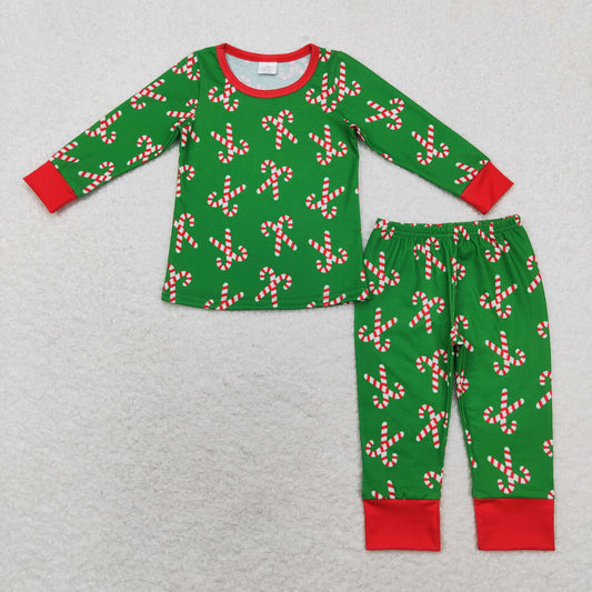 BLP0599 BAMBOO Christmas cane boy pajamas outfit r 202408 sibling RTS