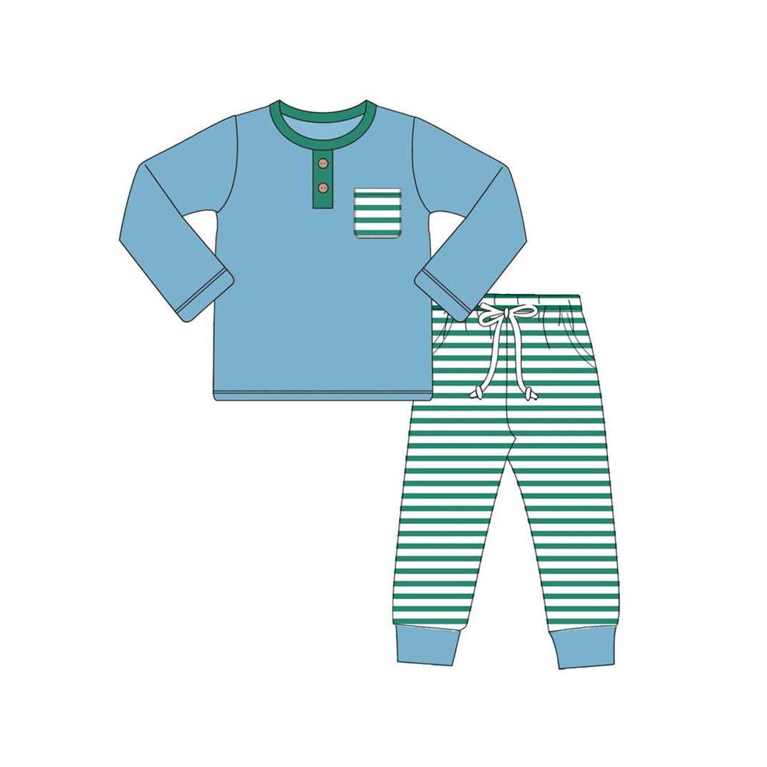 strip sibling blue cotton BLP0666 preorder boy pajamas outfit 202407