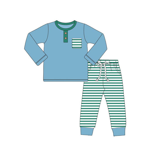strip sibling blue cotton BLP0666 preorder boy pajamas outfit 202407