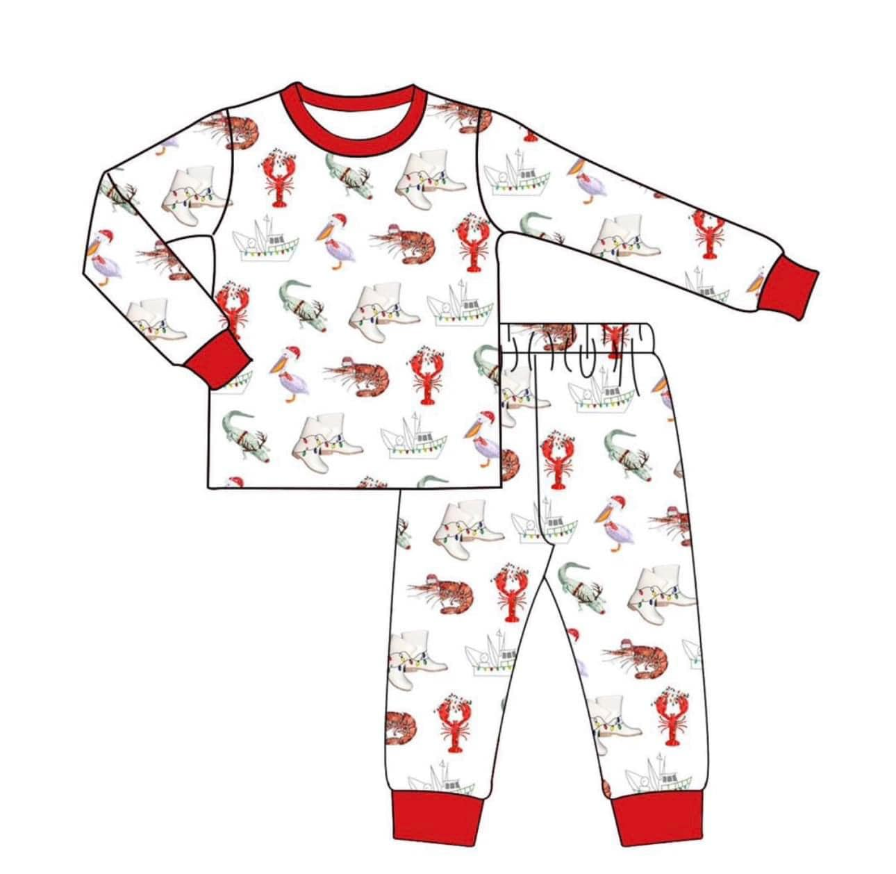 BAMBOO sea cray fish sailboat BLP0674 boy pajamas outfit 202408