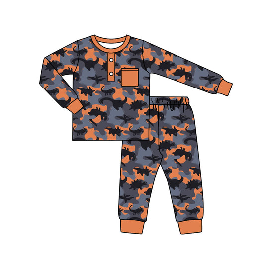 Camo dinosuar sibling BLP0682  preorder boy pajamas outfit 202407