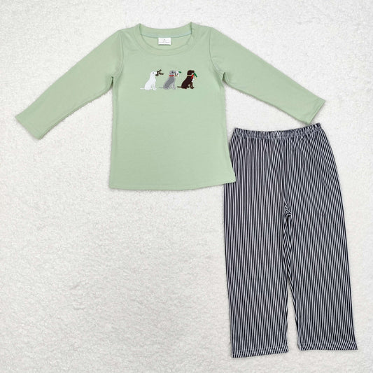 BLP0741 embroidery dog duck deer fish boy pajamas outfit 202408 sibling