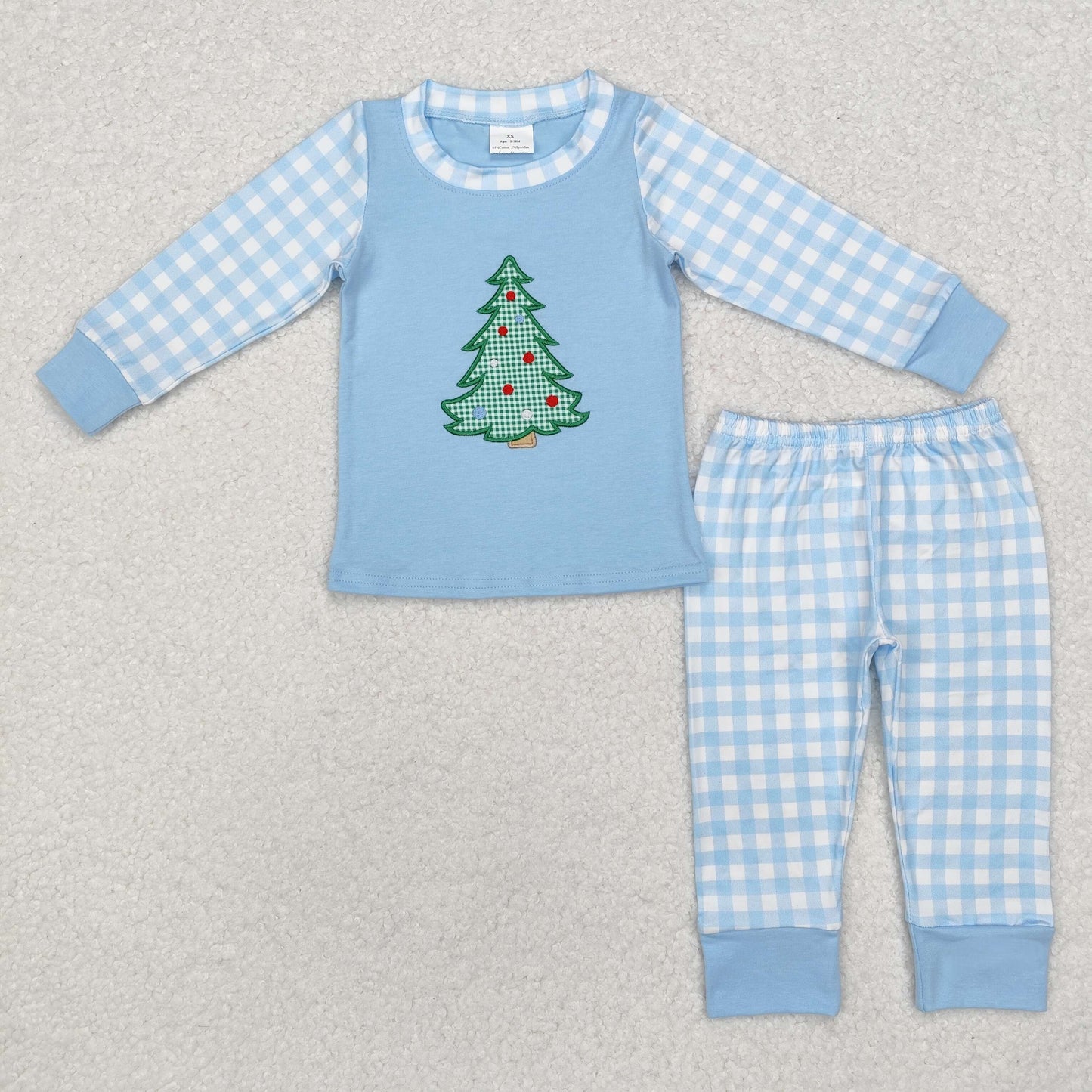 BLP0749  embroidery Christmas tree boy pajamas outfit 202409 RTS