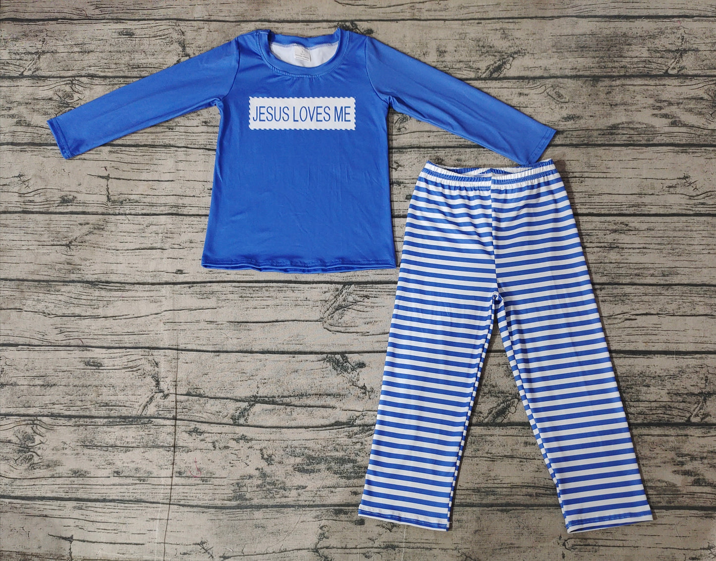 BLP0776 Jesus love me boy pajamas outfit preorder 202408 sibling