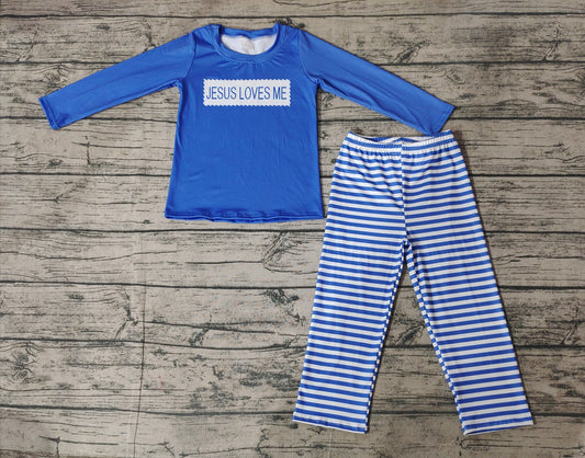 BLP0776 Jesus love me boy pajamas outfit preorder 202408 sibling