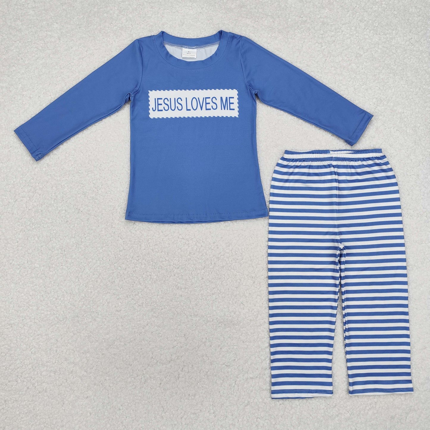 BLP0766 Jesus love me  sibling long sleeve children boy outfit pajamas 202410 RTS