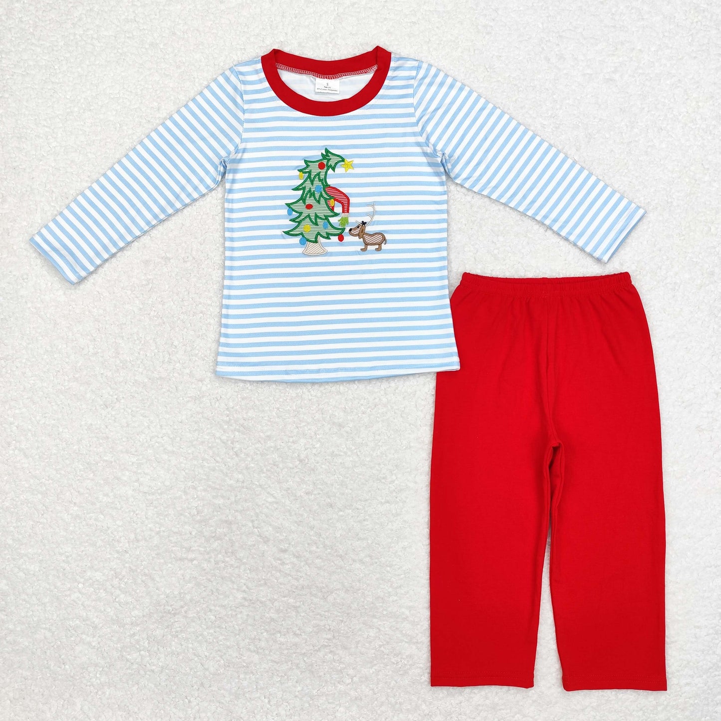 BLP0772 Christmas santa dog embroidery sibling BLP0679  boy pajamas outfit 202408 RTS