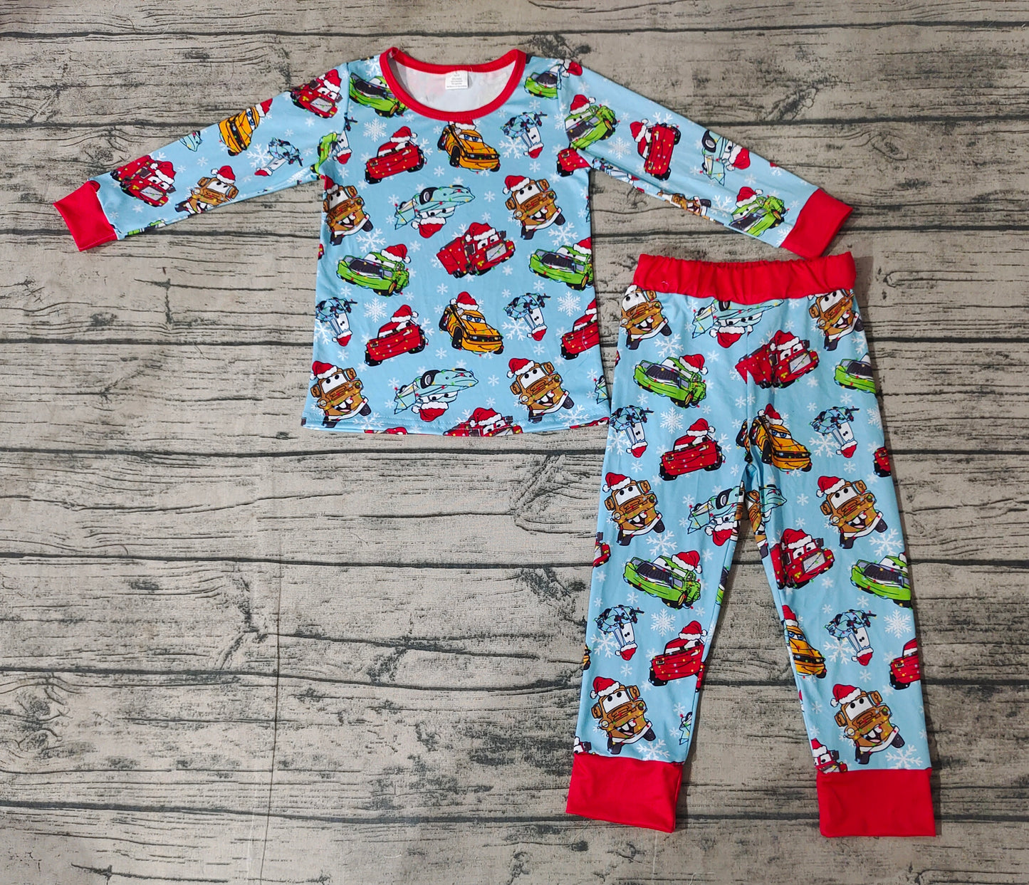 BLP0776 Christmas  cartoon car boy pajamas outfit preorder 202408 sibling