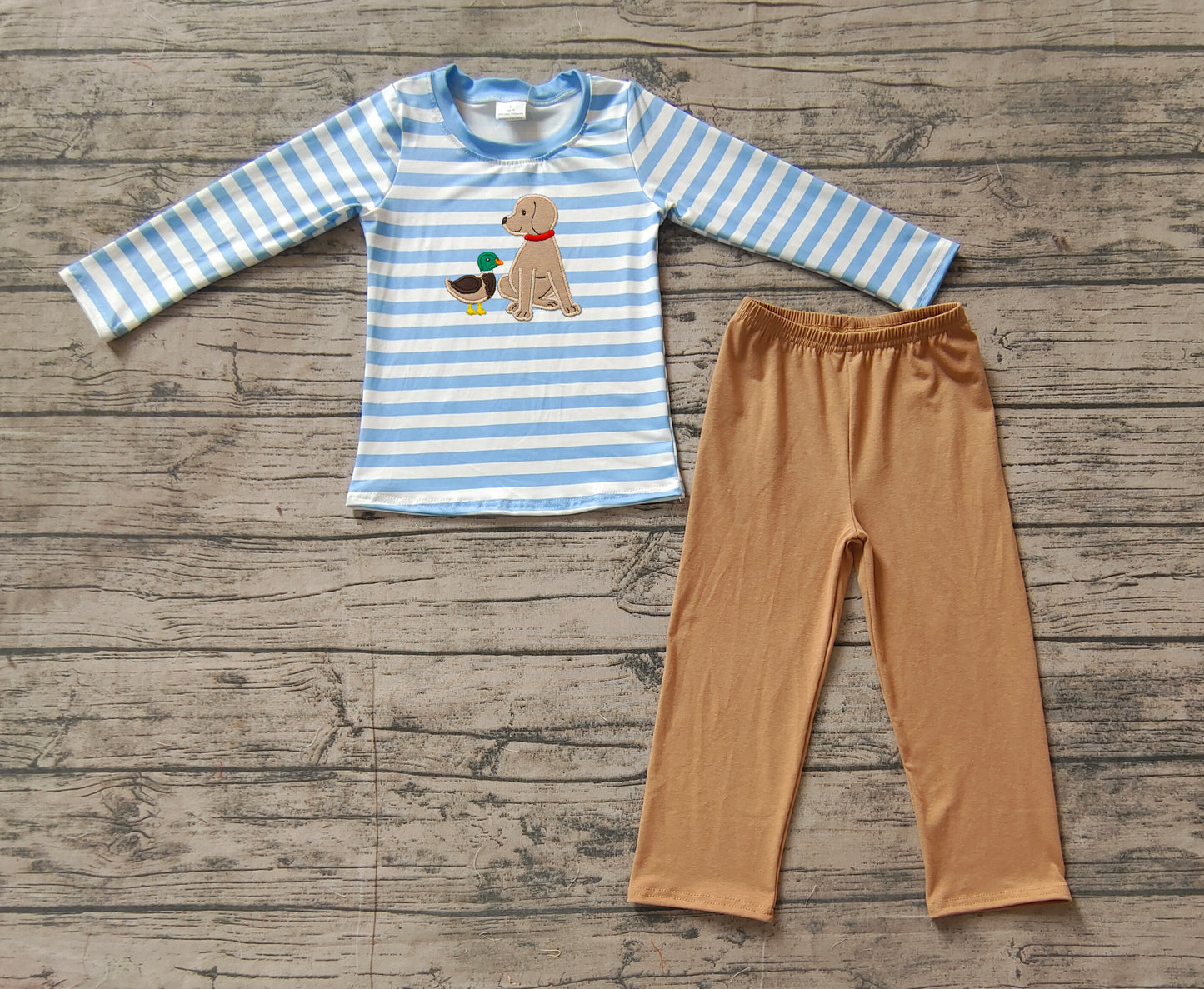 BLP0805  embroidery dog duck boy pajamas outfit 202410 RTS