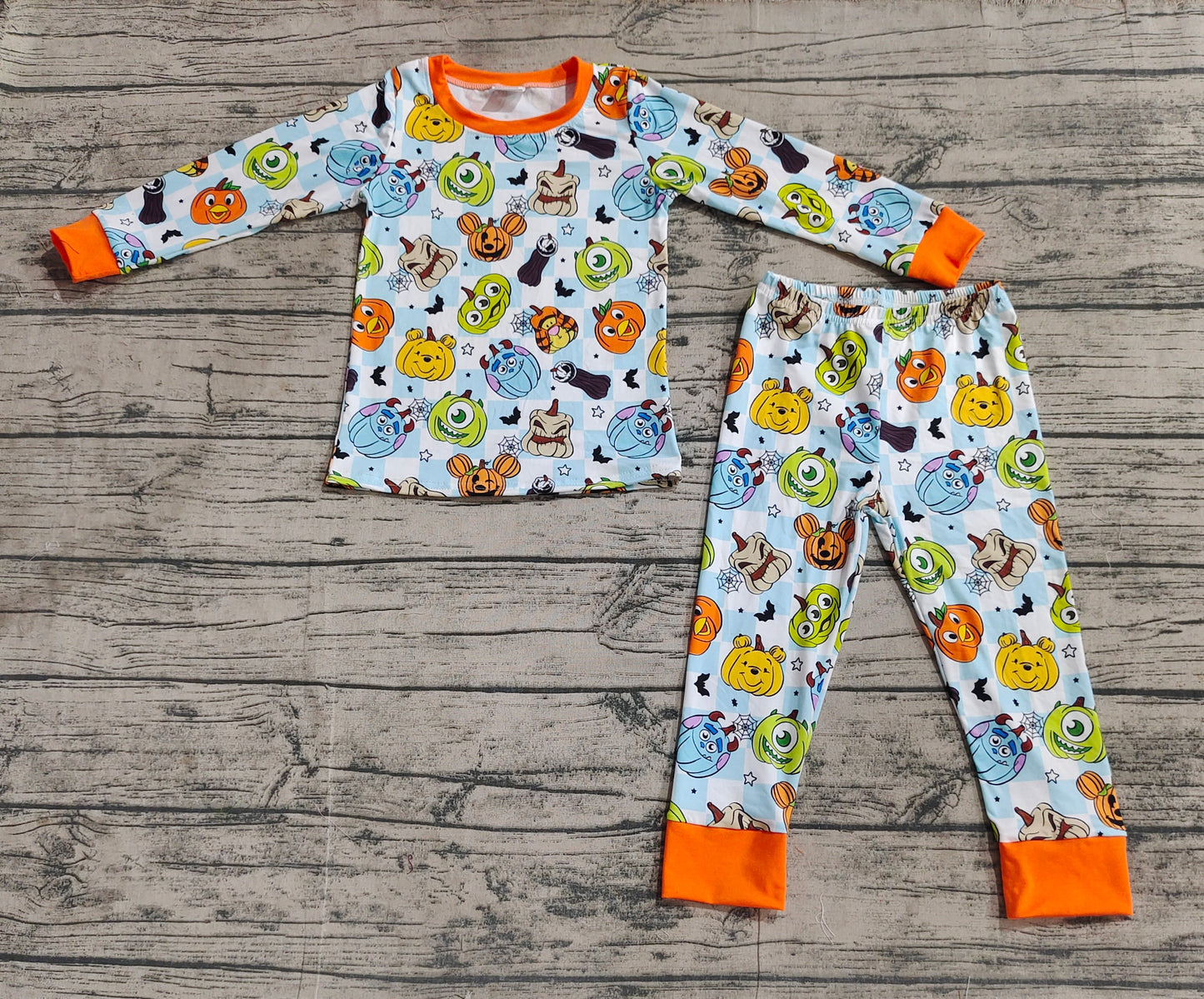 BLP0809  RTS  cartoon Halloween pumpkin boy pajamas outfit 202409