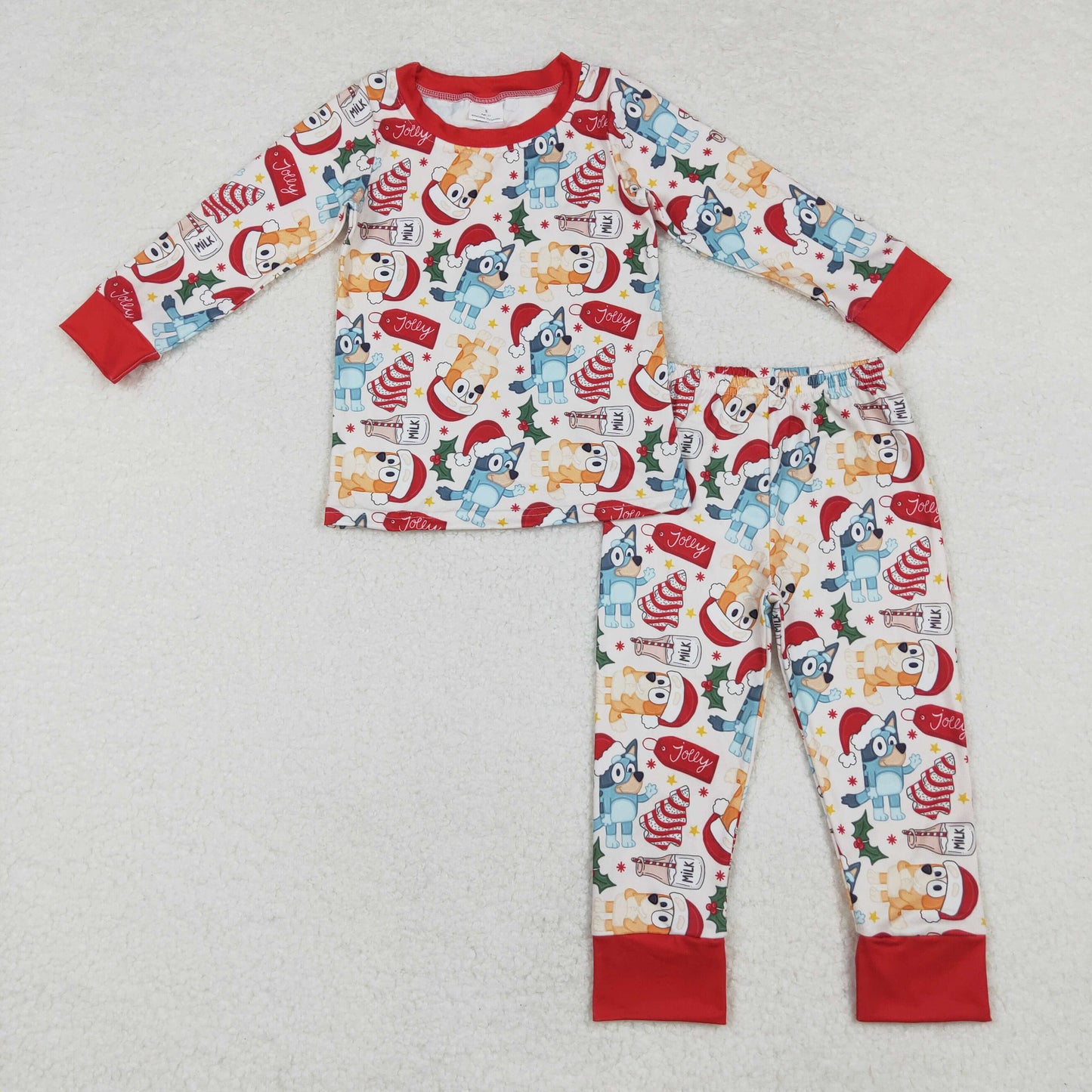 BLP0821 Christmas bluey long sleeve girl pajamas outfit 202410 RTS  sibling