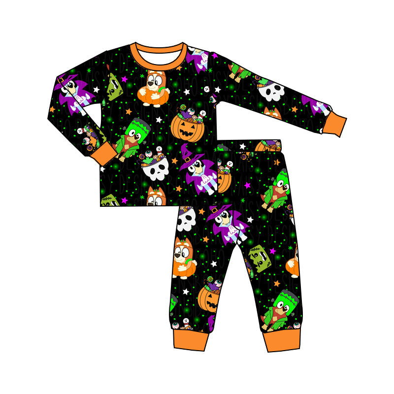 BLP0825 sibling Halloween Pumpkin bluey preorder boy pajamas outfit 202408