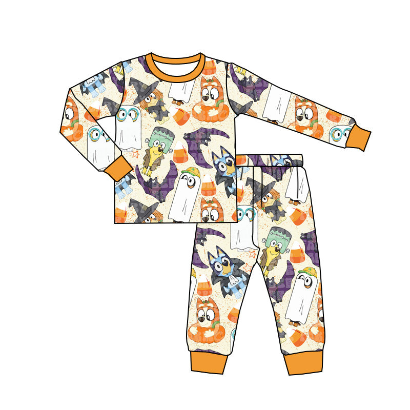 BLP0826 sibling Halloween Pumpkin bluey preorder boy pajamas outfit 202408