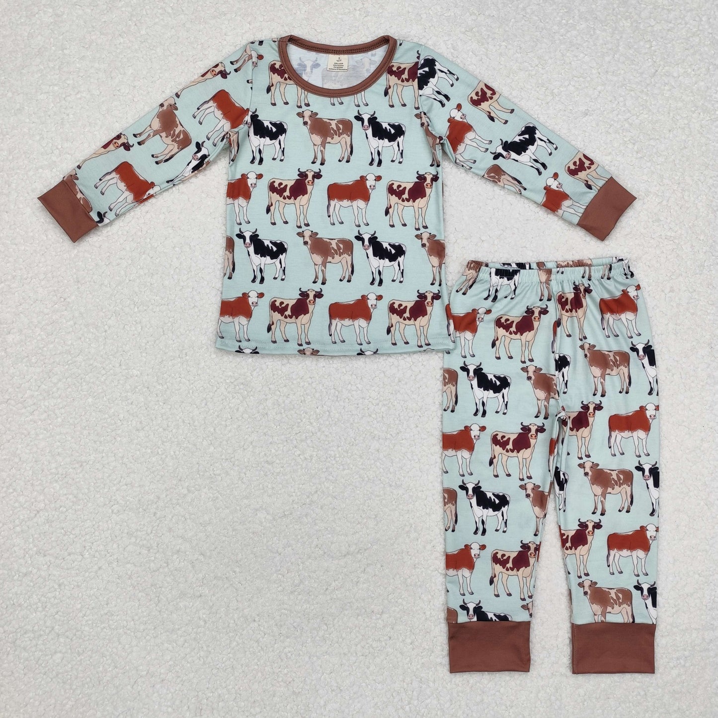 BLP0829 BAMBOO farm cow western boy pajamas outfit 202411 RTS