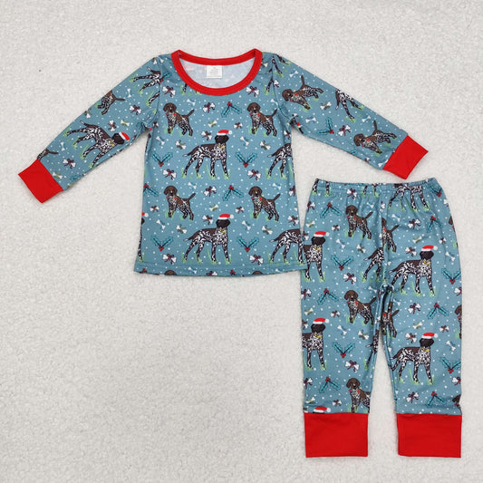 BLP0850  Christmas dog long sleeve girl pajamas outfit 202409 sibling