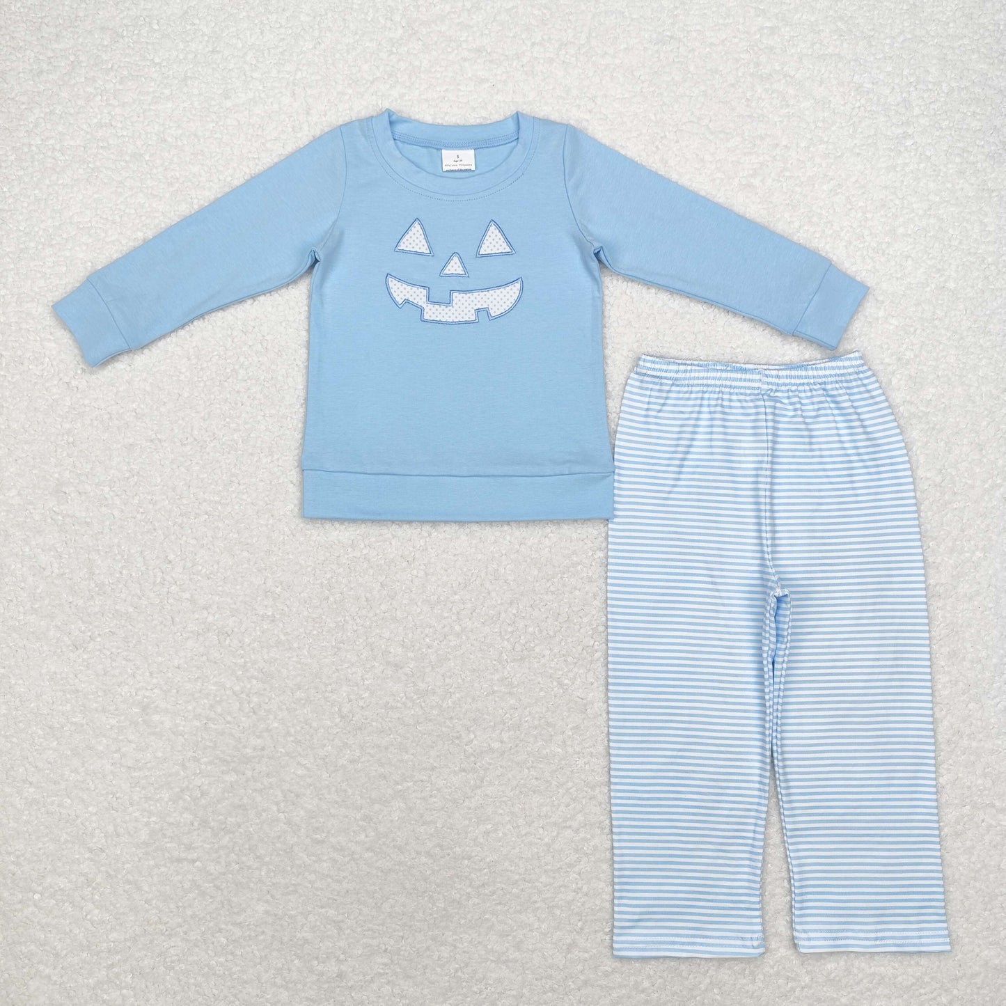 BLP0863 Halloween smile blue embroidery boy shorts outfit 202408 RTS