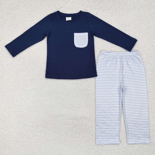 BLP0868   blue cotton boy pajamas outfit 202410 RTS