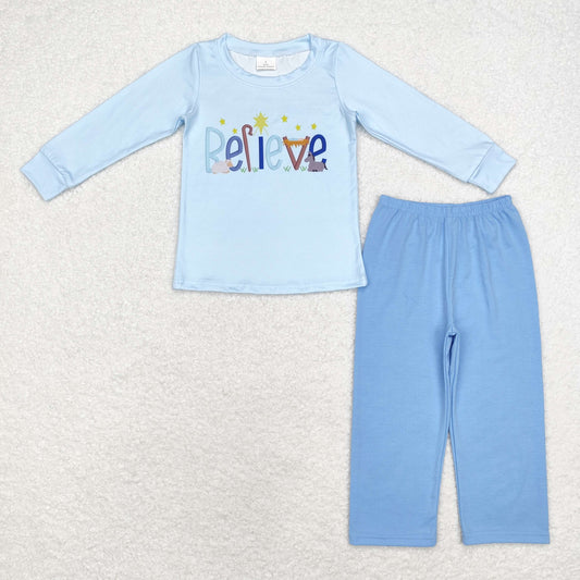 BLP0904组合 embroidery believe boy pajamas outfit 202408 sibling